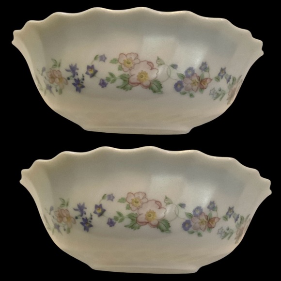Arcopal France Champetre Floral Scalloped Edge Dinnerware Bowls Set Of 2 - Picture 1 of 8